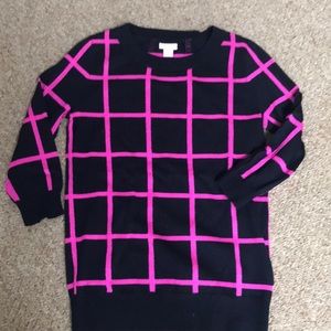 Jcrew sweater navy with pink design